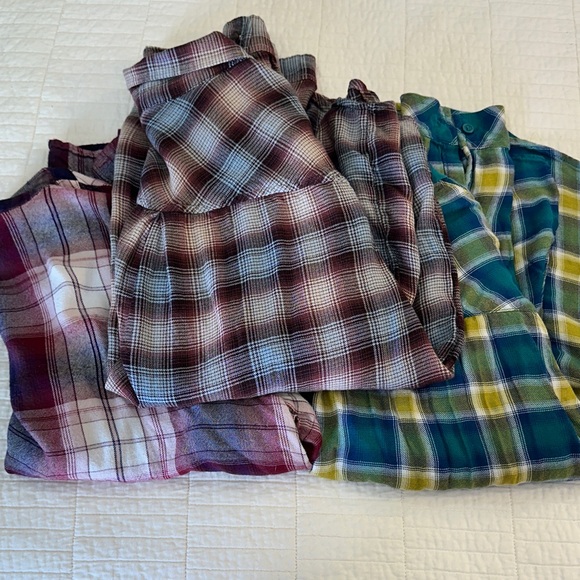 Set of 3 Flannel Button down Express Lucky Brand Shirts Soft! - Picture 2 of 6